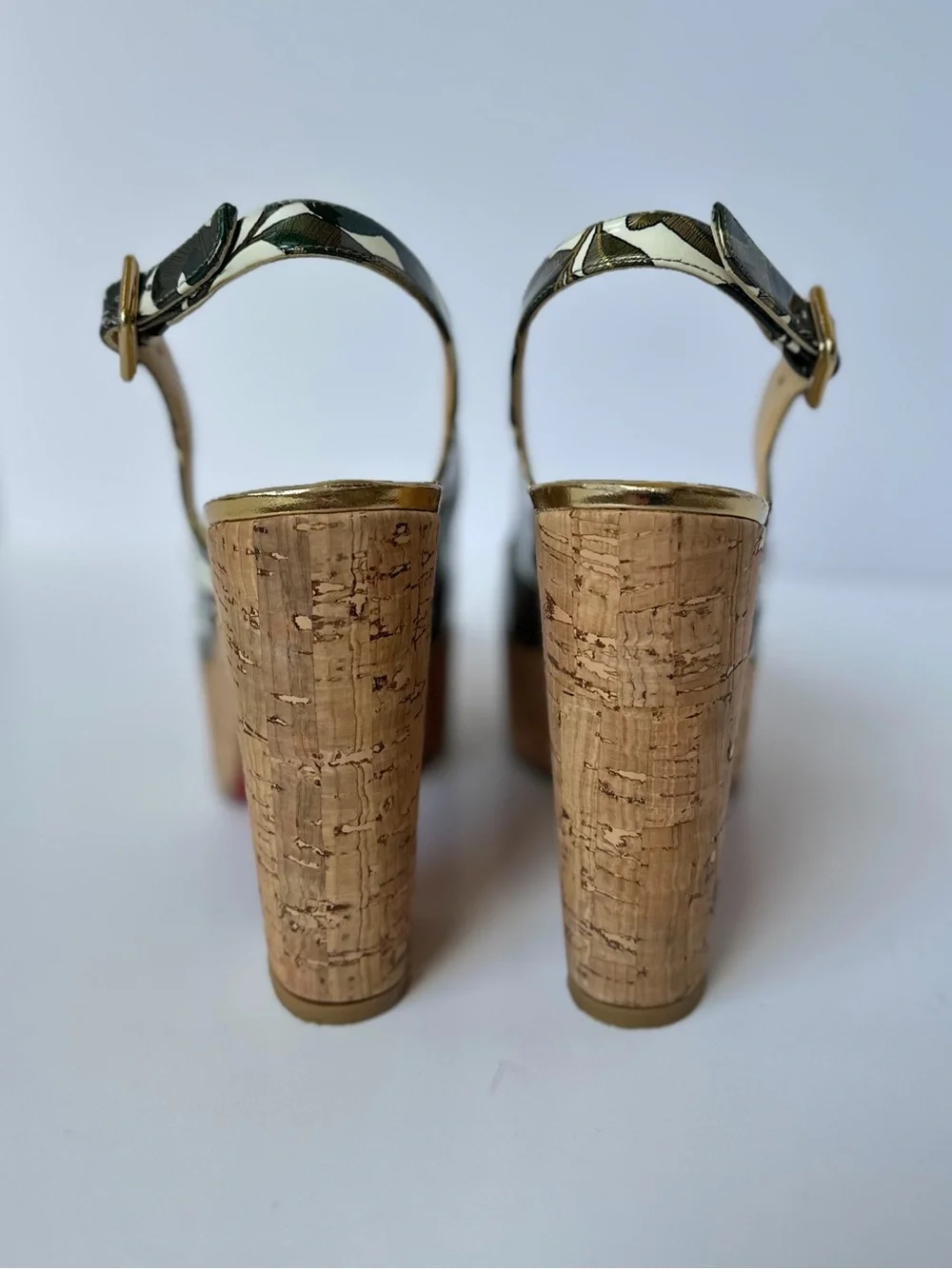 Christian Louboutin Donna Anna 120mm Palm Leaf  printed platform slingbacks